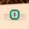 3ct Halo Asscher Cut White Sapphire Engagement Ring