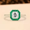 3ct Halo Asscher Cut White Sapphire Engagement Ring