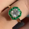 3ct Halo Asscher Cut White Sapphire Engagement Ring