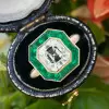 3ct Halo Asscher Cut White Sapphire Engagement Ring