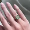 3ct Halo Asscher Cut White Sapphire Engagement Ring
