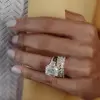 5CT Emerald Cut Bridal Ring Set/4pcs