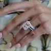 4ct Radiant Cut White Sapphire 3pcs Bridal Set