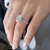 Unique Halo Oval Cut White Sapphire Ring