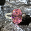 5ct Oval Cut Pink Sapphire Split Shank Engagement Ring
