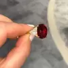 13ct Cushion Cut Ruby Three Stone Engagement Ring