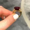 13ct Cushion Cut Ruby Three Stone Engagement Ring