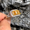 3.7ctw Asscher Cut Yellow Sapphire Three-stone Engagement Ring