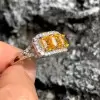 3.7ctw Asscher Cut Yellow Sapphire Three-stone Engagement Ring