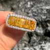 3.7ctw Asscher Cut Yellow Sapphire Three-stone Engagement Ring
