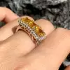 3.7ctw Asscher Cut Yellow Sapphire Three-stone Engagement Ring