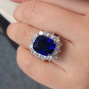 6.5ct Cushion Cut Royal Blue Sapphire Engagement Ring