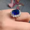6.5ct Cushion Cut Royal Blue Sapphire Engagement Ring