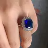 6.5ct Cushion Cut Royal Blue Sapphire Engagement Ring