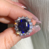 6.5ct Cushion Cut Royal Blue Sapphire Engagement Ring