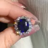6.5ct Cushion Cut Royal Blue Sapphire Engagement Ring