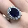 6.5ct Cushion Cut Royal Blue Sapphire Engagement Ring