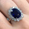 6.5ct Cushion Cut Royal Blue Sapphire Engagement Ring