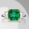 5ct Asscher Cut Emerald Three-stone Engagement Ring