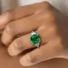 5ct Asscher Cut Emerald Three-stone Engagement Ring