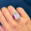 15ct Emerald Cut White Sapphire Engagement Ring