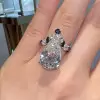6ct Pear Cut White Sapphire Engagement Ring