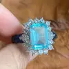 8.4ct Emerald Cut Aquamarine Cocktail Ring