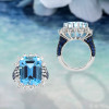 8.4ct Emerald Cut Aquamarine Cocktail Ring