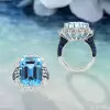 8.4ct Emerald Cut Aquamarine Cocktail Ring