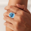 8.4ct Emerald Cut Aquamarine Cocktail Ring