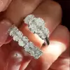 10ctw Oval Cut White Sapphire Wedding Ring Set