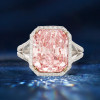 6.7ct Radiant Cut Pink Sapphire Halo Engagement Ring