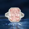 6.7ct Radiant Cut Pink Sapphire Halo Engagement Ring