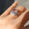 6.7ct Radiant Cut Pink Sapphire Halo Engagement Ring
