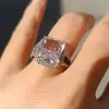 6.7ct Radiant Cut Pink Sapphire Halo Engagement Ring