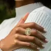 3.5ctw Round Cut White Sapphire Line Band Ring