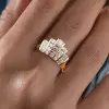 1.6ctw Baguette Cut White Sapphire V-Shape Band Ring