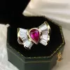 1.2ct Pear Cut Ruby Art Deco Bow Ring
