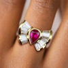 1.2ct Pear Cut Ruby Art Deco Bow Ring