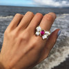 1.2ct Pear Cut Ruby Art Deco Bow Ring