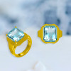 Vintage 16ctw Emerald Cut Aquamarine Ring