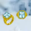 Vintage 16ctw Emerald Cut Aquamarine Ring