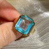 12ct Emerald Cut Aquamarine Vintage Cocktail Ring