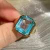 12ct Emerald Cut Aquamarine Vintage Cocktail Ring