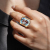 12ct Emerald Cut Aquamarine Vintage Cocktail Ring