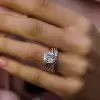 3ct Cushion Cut White Sapphire 3pcs Bridal Set in Rose Gold