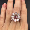 5.7ctw Halo Princess Cut Pink Sapphire Daisy Ring