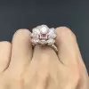 5.7ctw Halo Princess Cut Pink Sapphire Daisy Ring