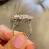 Floral Design Pear Cut Multi-Color Sapphire Engagement Ring