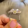 Floral Design Pear Cut Multi-Color Sapphire Engagement Ring